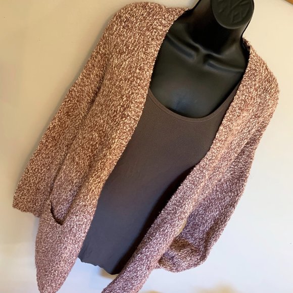 Kaisely | Marled Open Front Cardigan Sweater | Mauve | Large - Picture 1 of 7